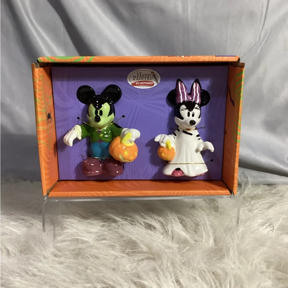 Disney Ceramic Mickey & Minnie Mouse Halloween Frankenstein Salt & Pepper Shaker